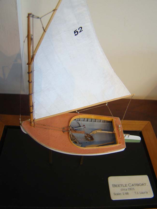 A gorgeous and highly detailed miniature scratch built scale model of a circa 1921 "Beetle Catboat"